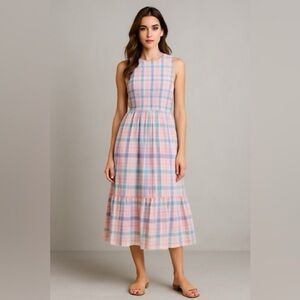 J. Crew Pastel Plaid Sleeveless Dress